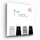Meow (Cat) Glass Wall Art.